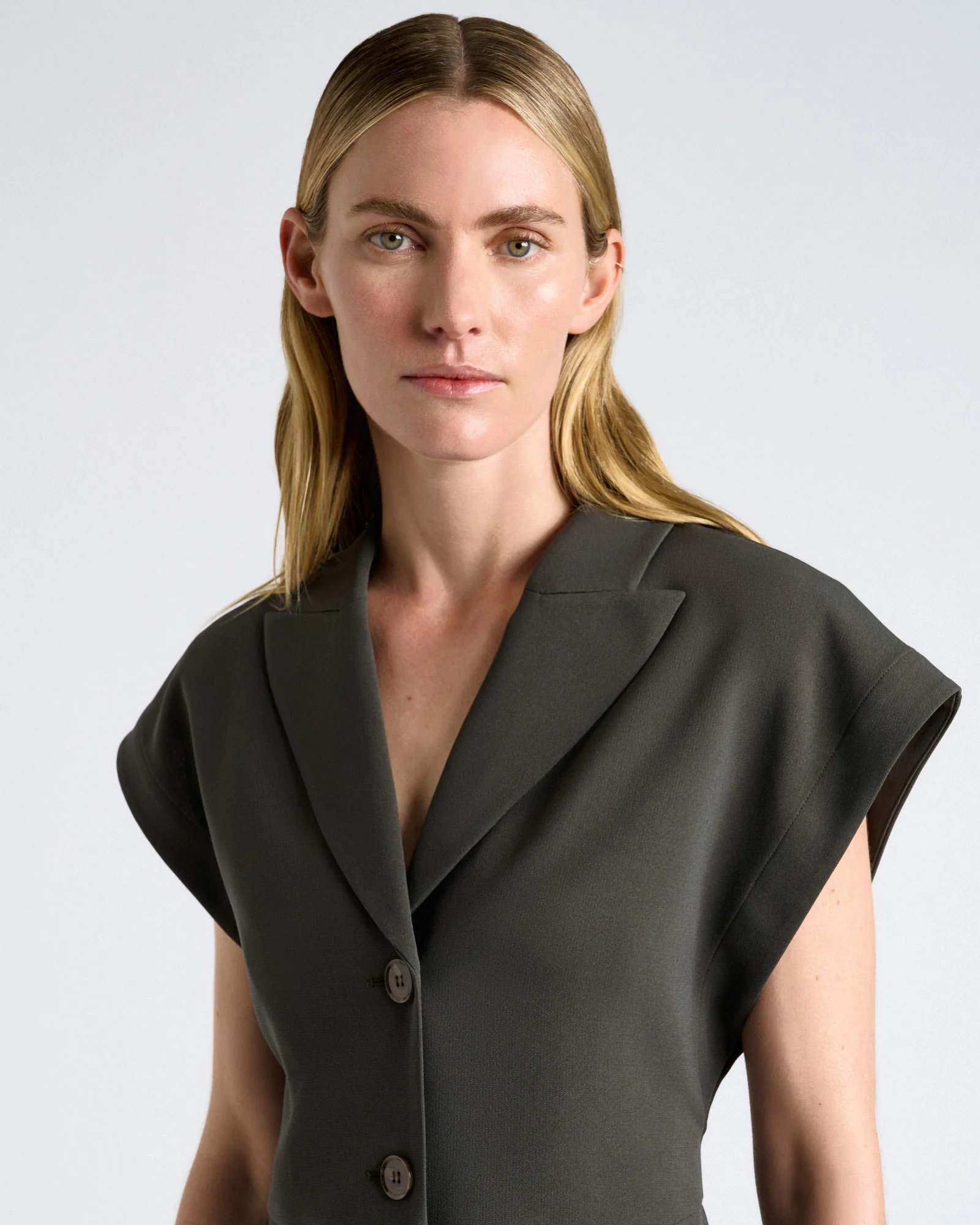 Acetate Crepe Relaxed Shoulder Waistcoat - Image 3