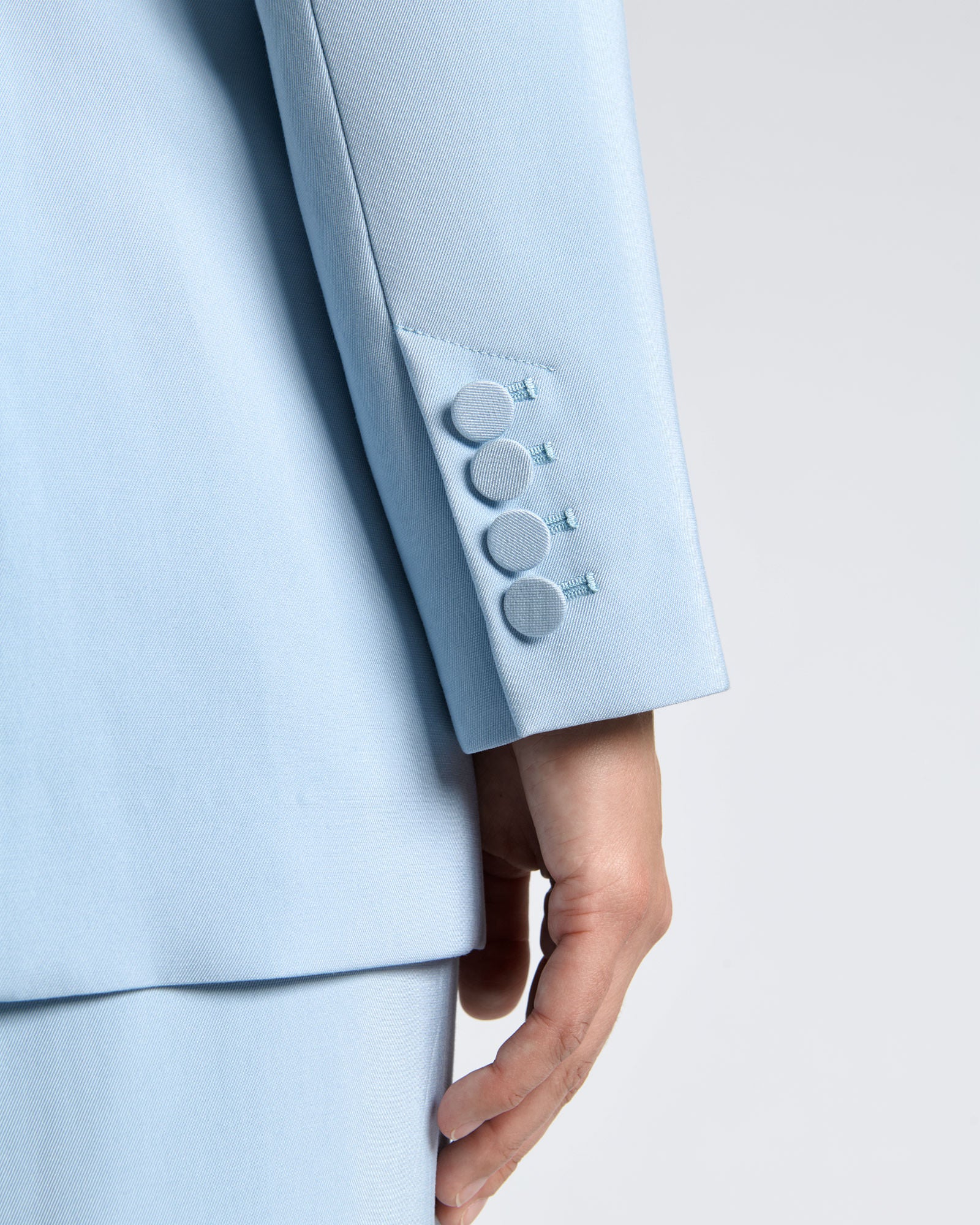 Pale Blue Viscose Twill Topstitched Blazer - Image 4