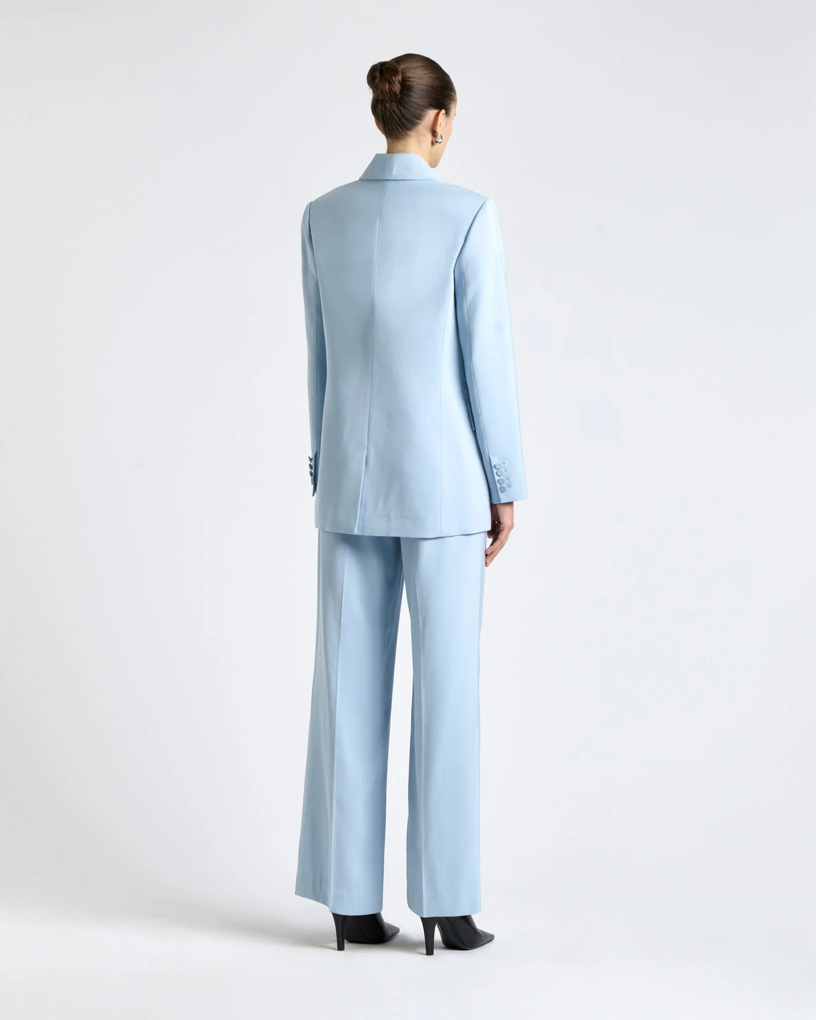 Pale Blue Viscose Twill Topstitched Blazer - Image 5