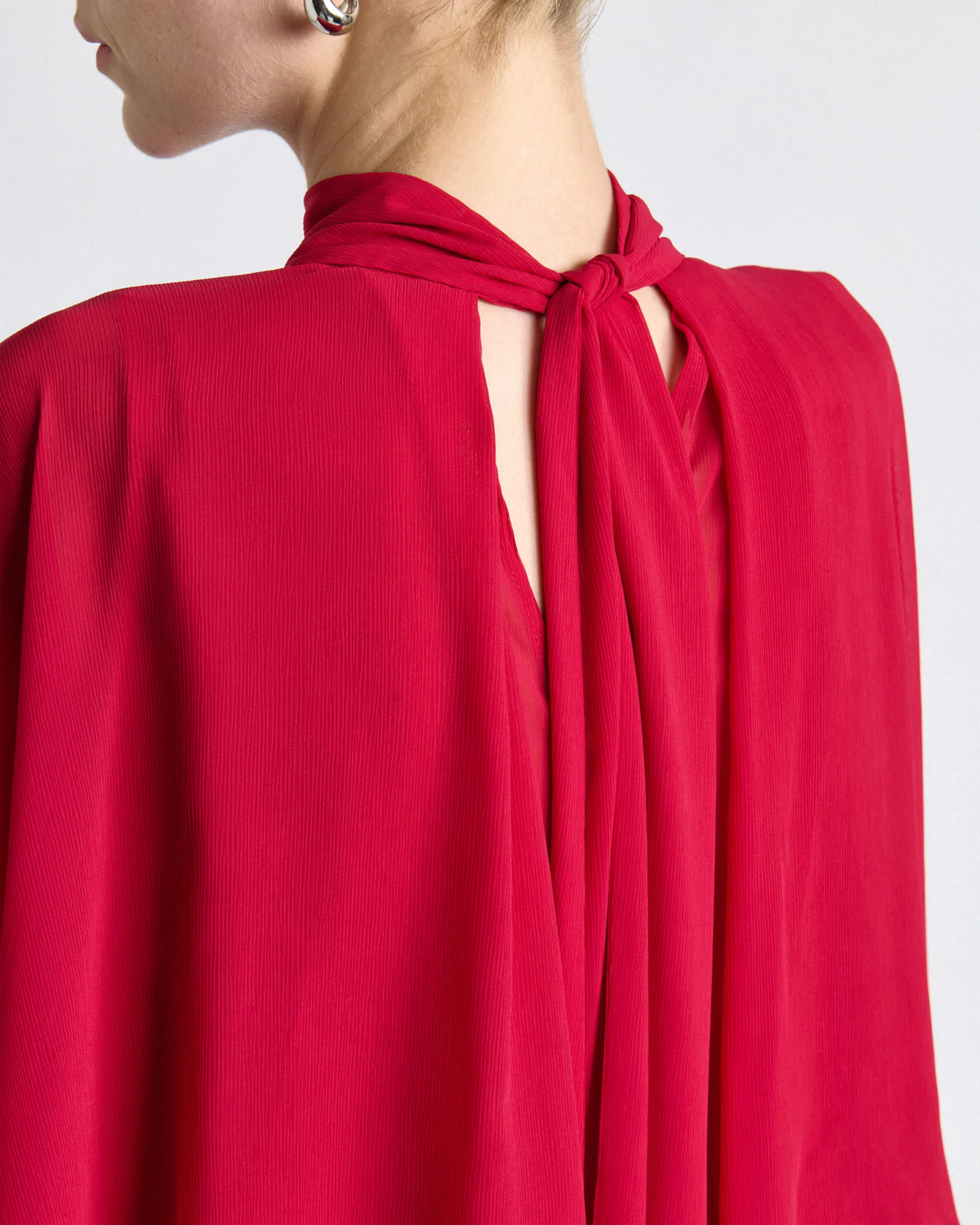 Fuchsia Georgette Caped Ruffle Blouse - Image 3
