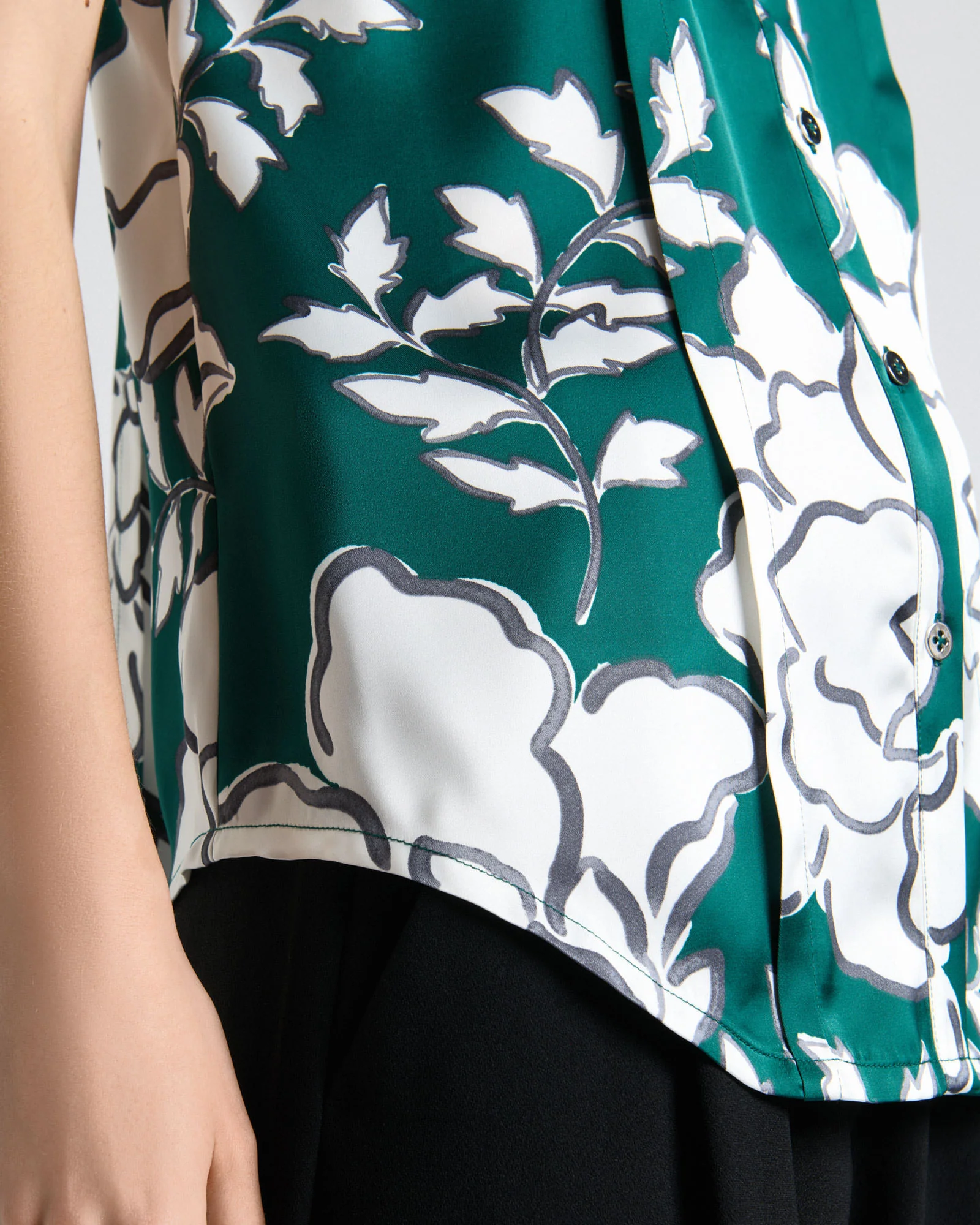 Graphic Floral Satin Tilt Sleeve Blouse - Image 5