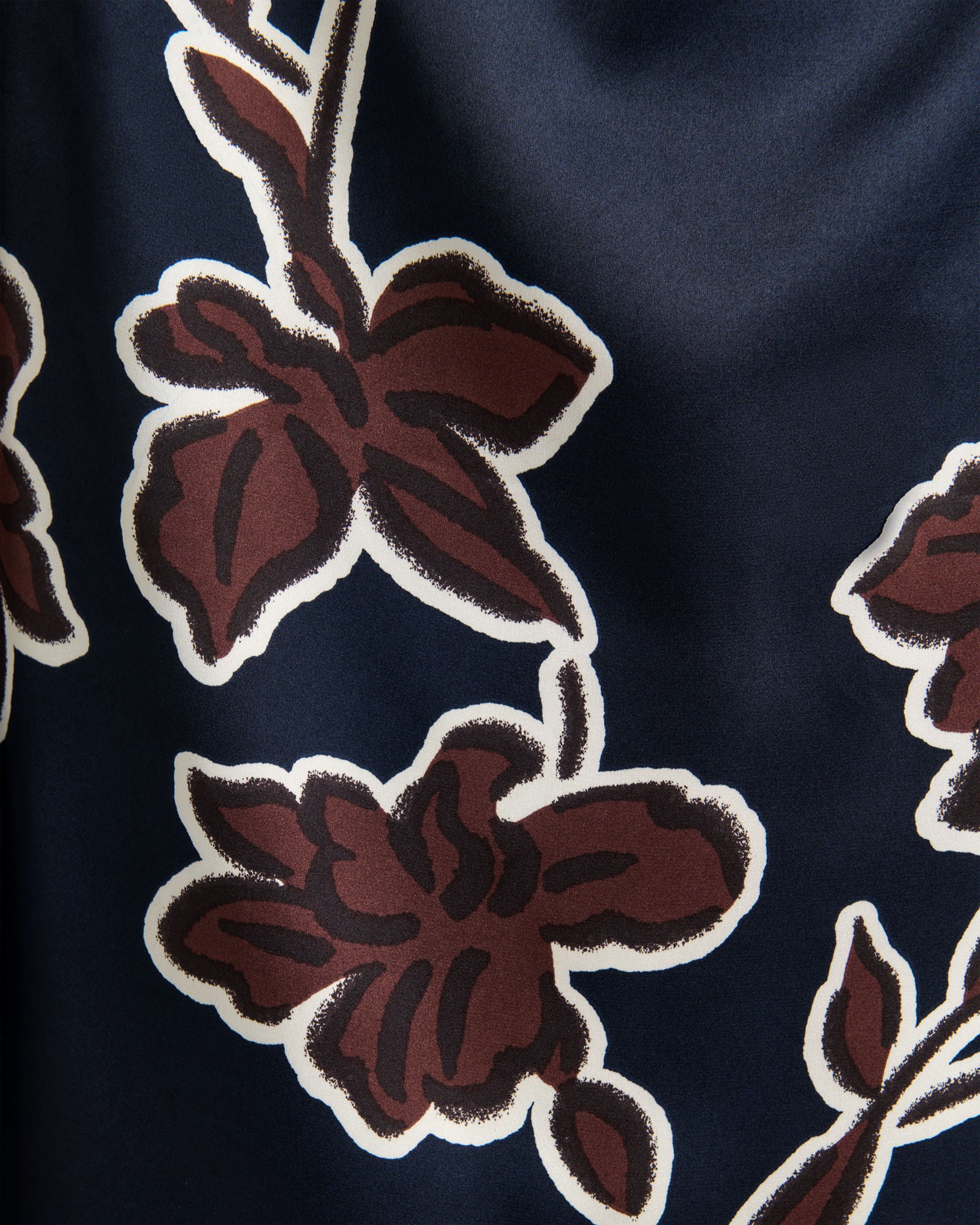 Ink Illustrated Floral Satin Fold Neck Dress - Image 4