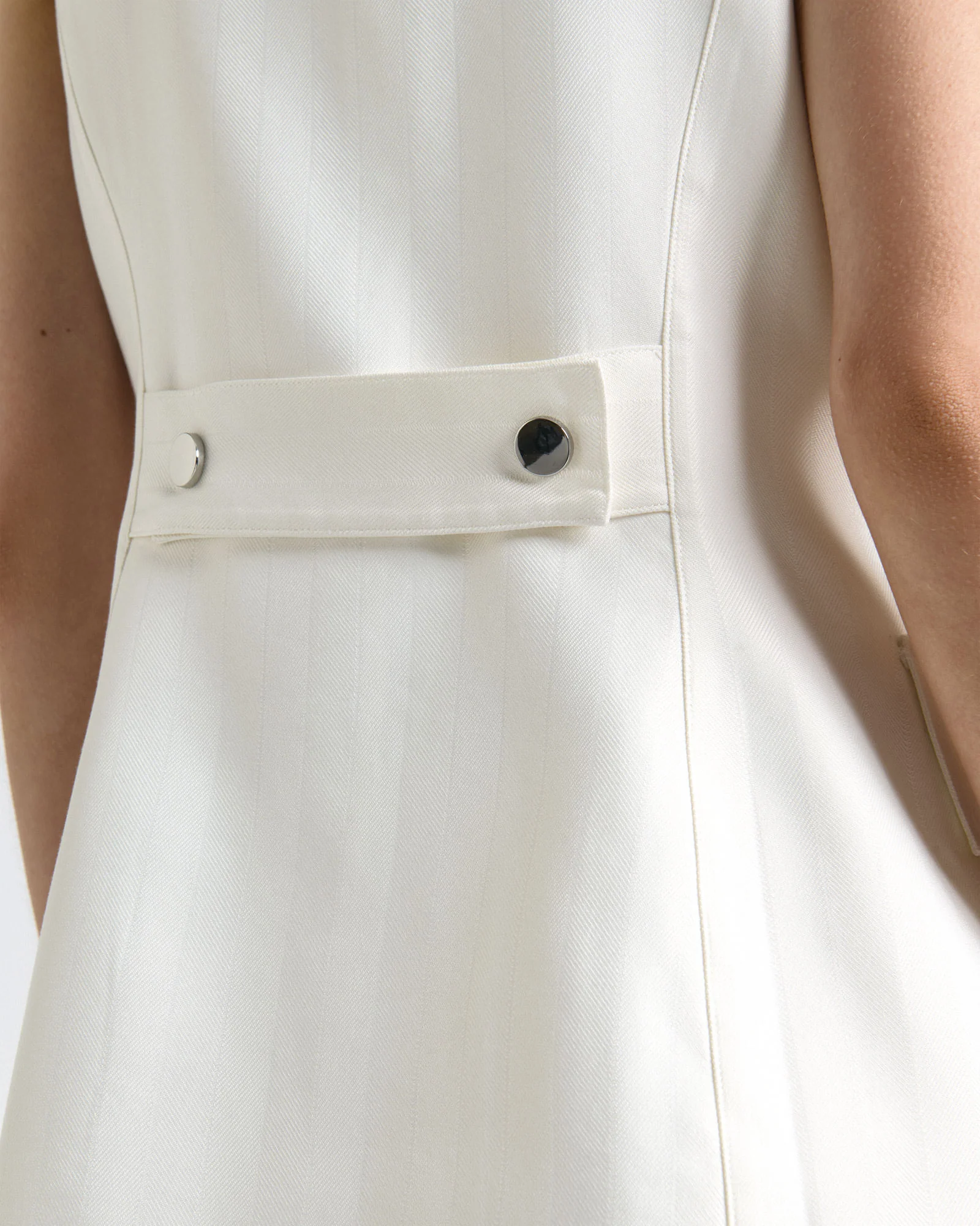 Ivory European Self Stripe Collarless Vest - Image 4