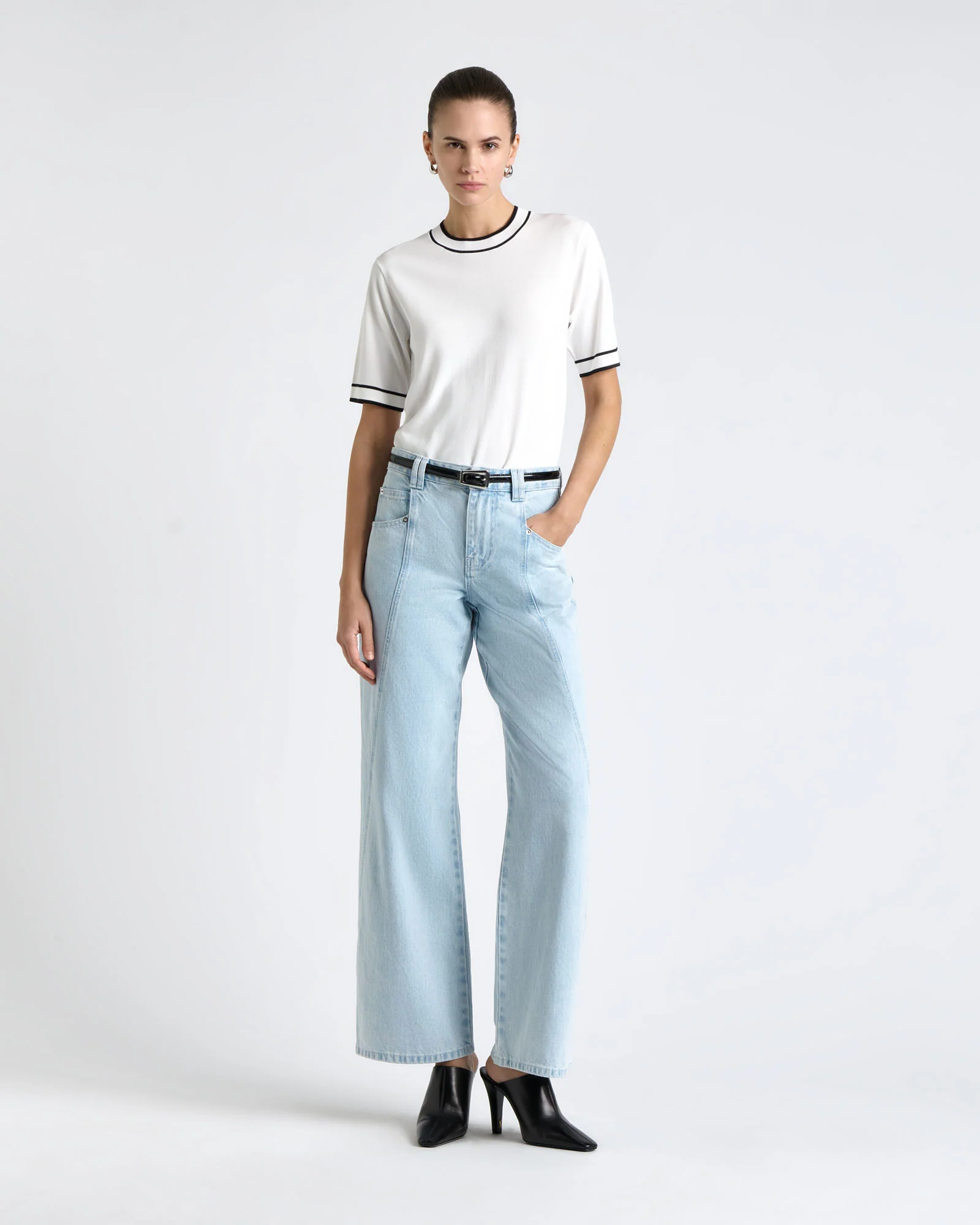 Knitted Tee with Contrast Tipping - Image 5