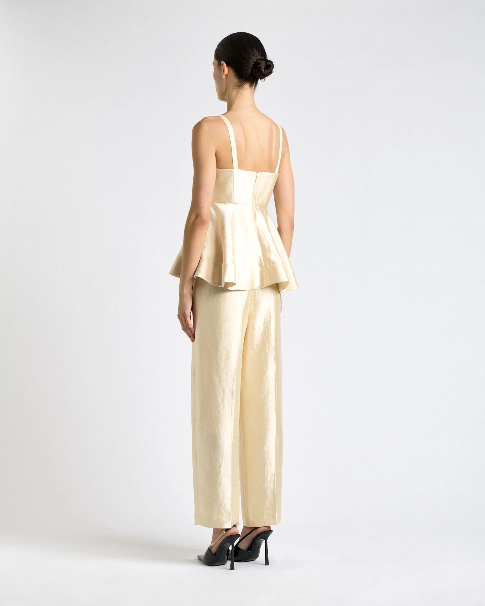 Metallic Crepe Peplum Top - Image 3