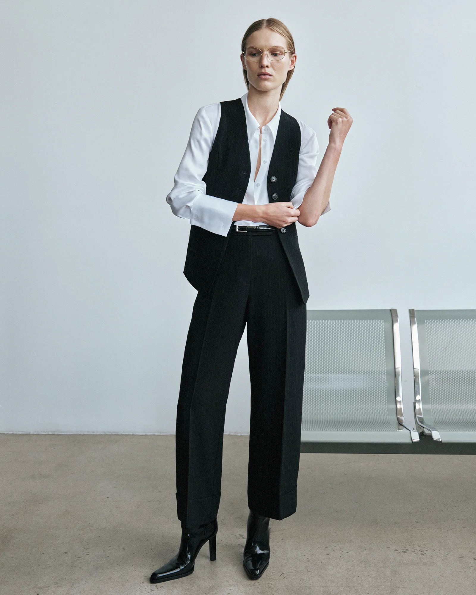 Acetate Pinstripe Fitted Vest - Image 4