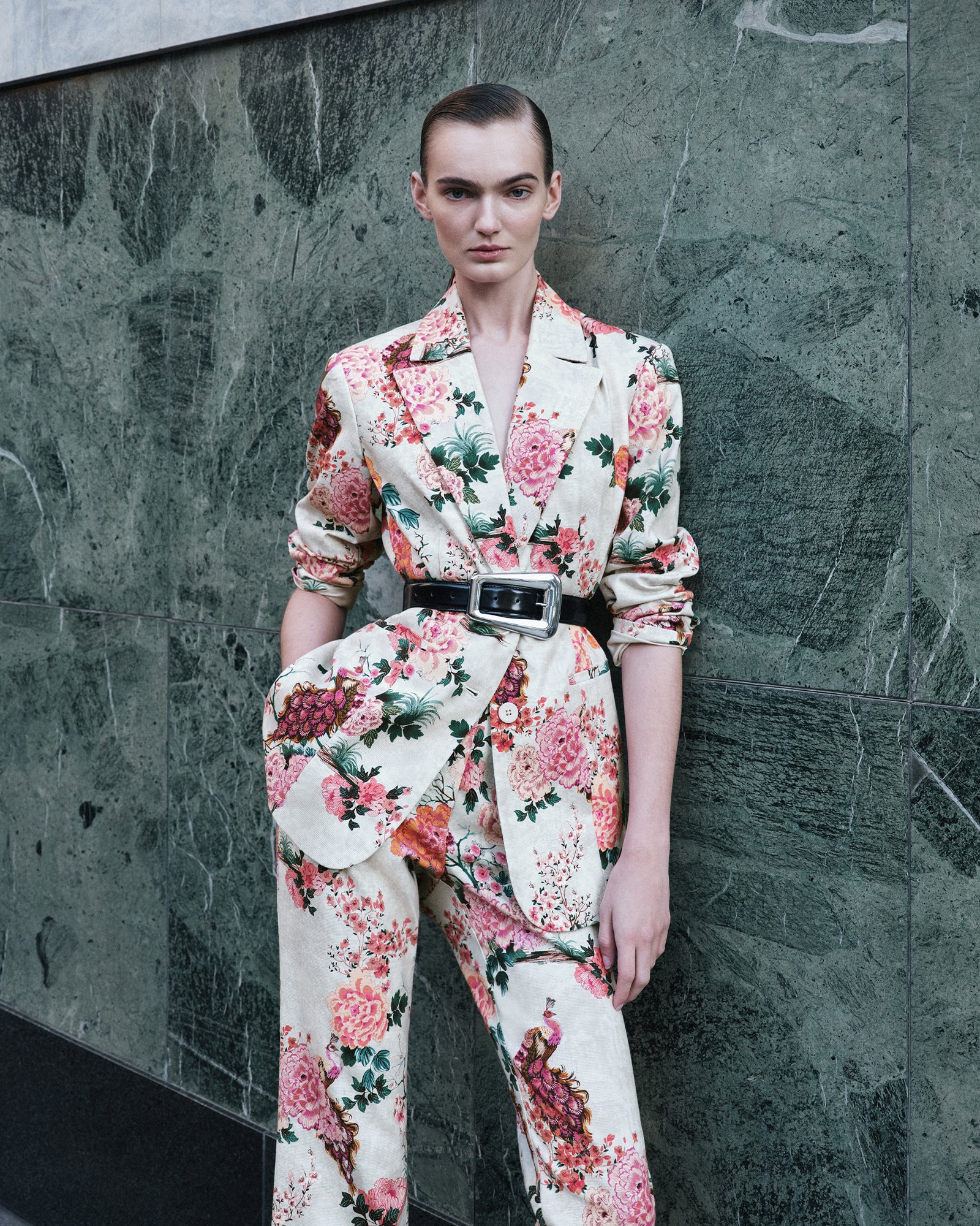 Parchment Peacock Garden Faille Blazer - Image 5