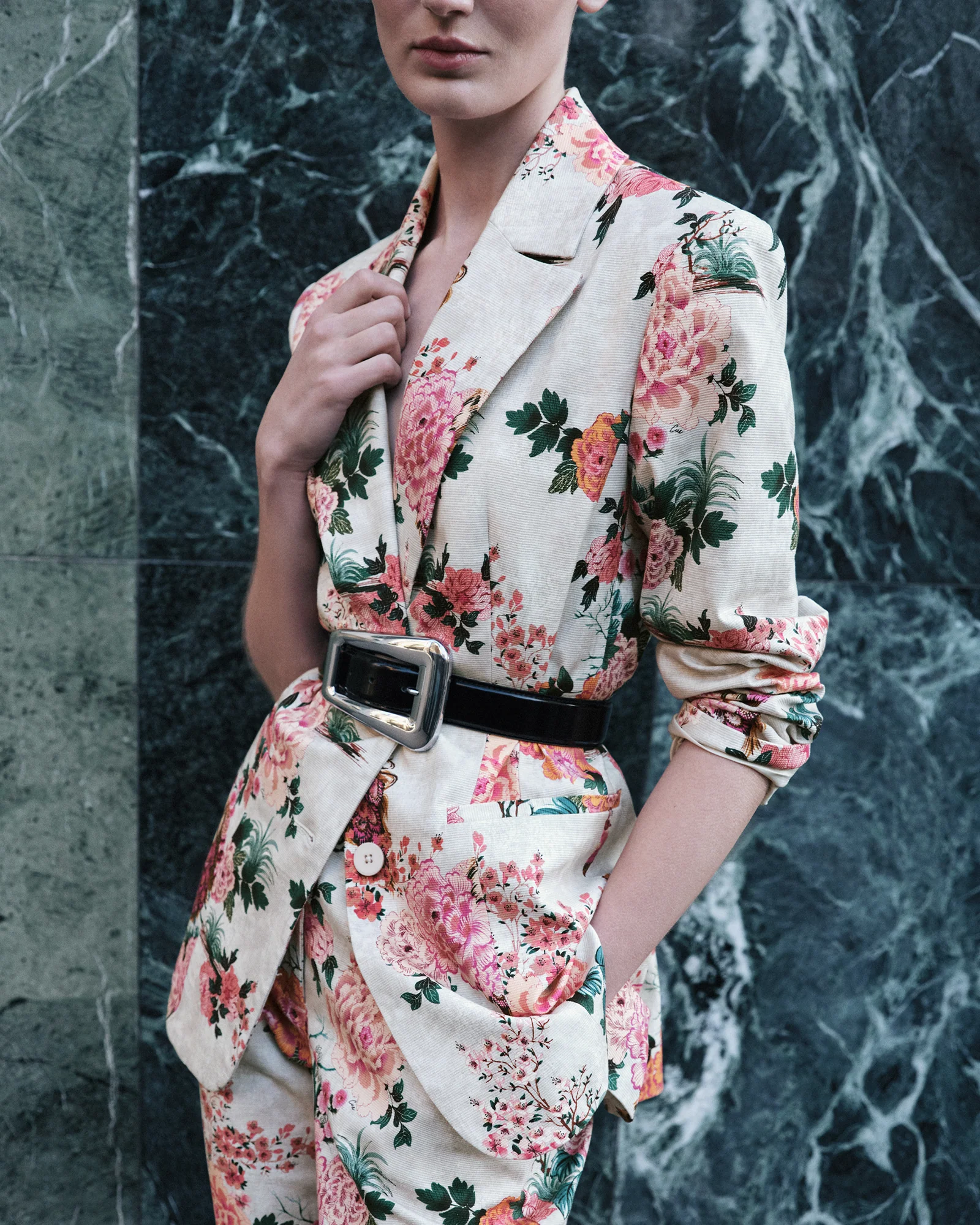 Parchment Peacock Garden Faille Blazer - Image 6