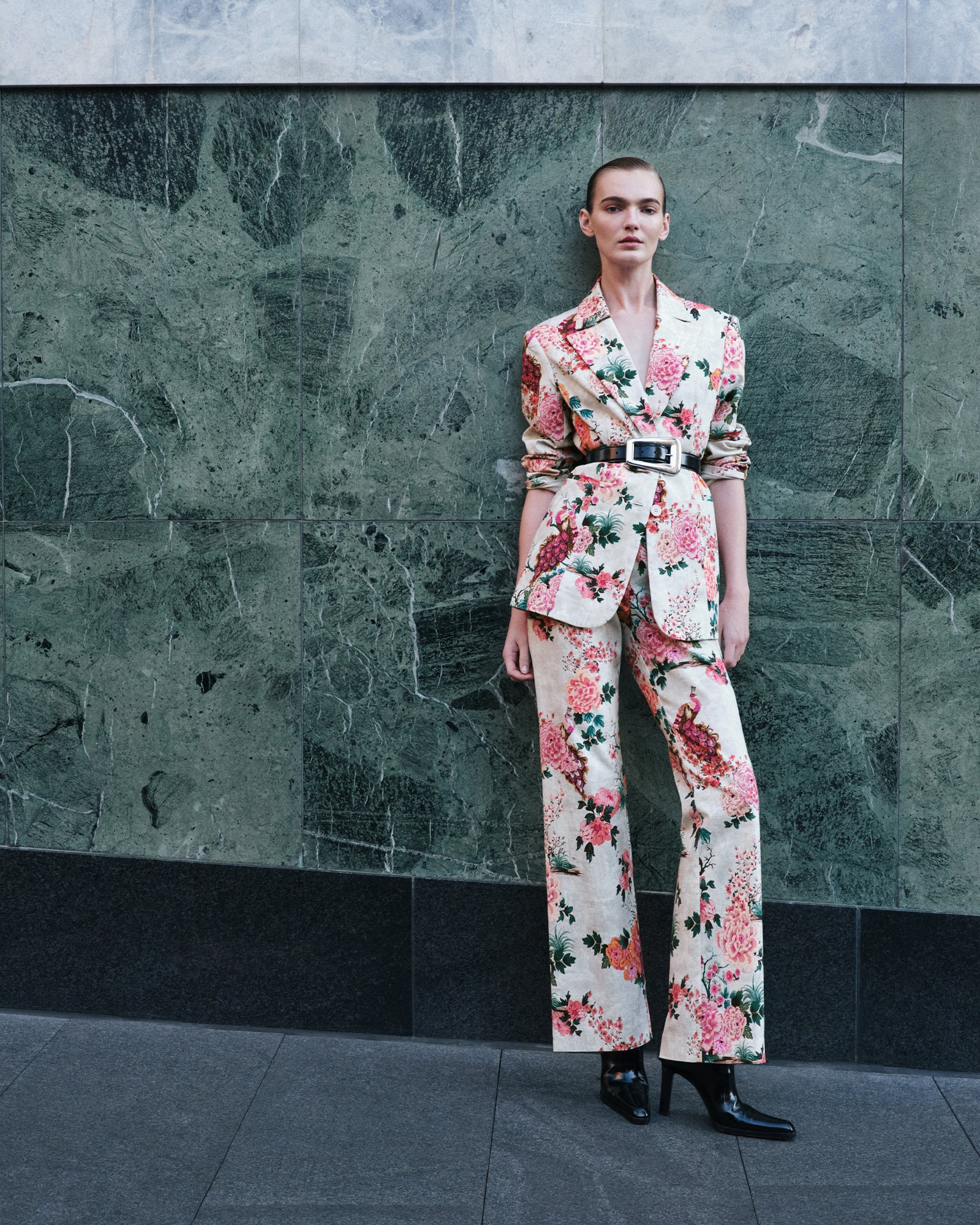 Parchment Peacock Garden Faille Blazer - Image 7