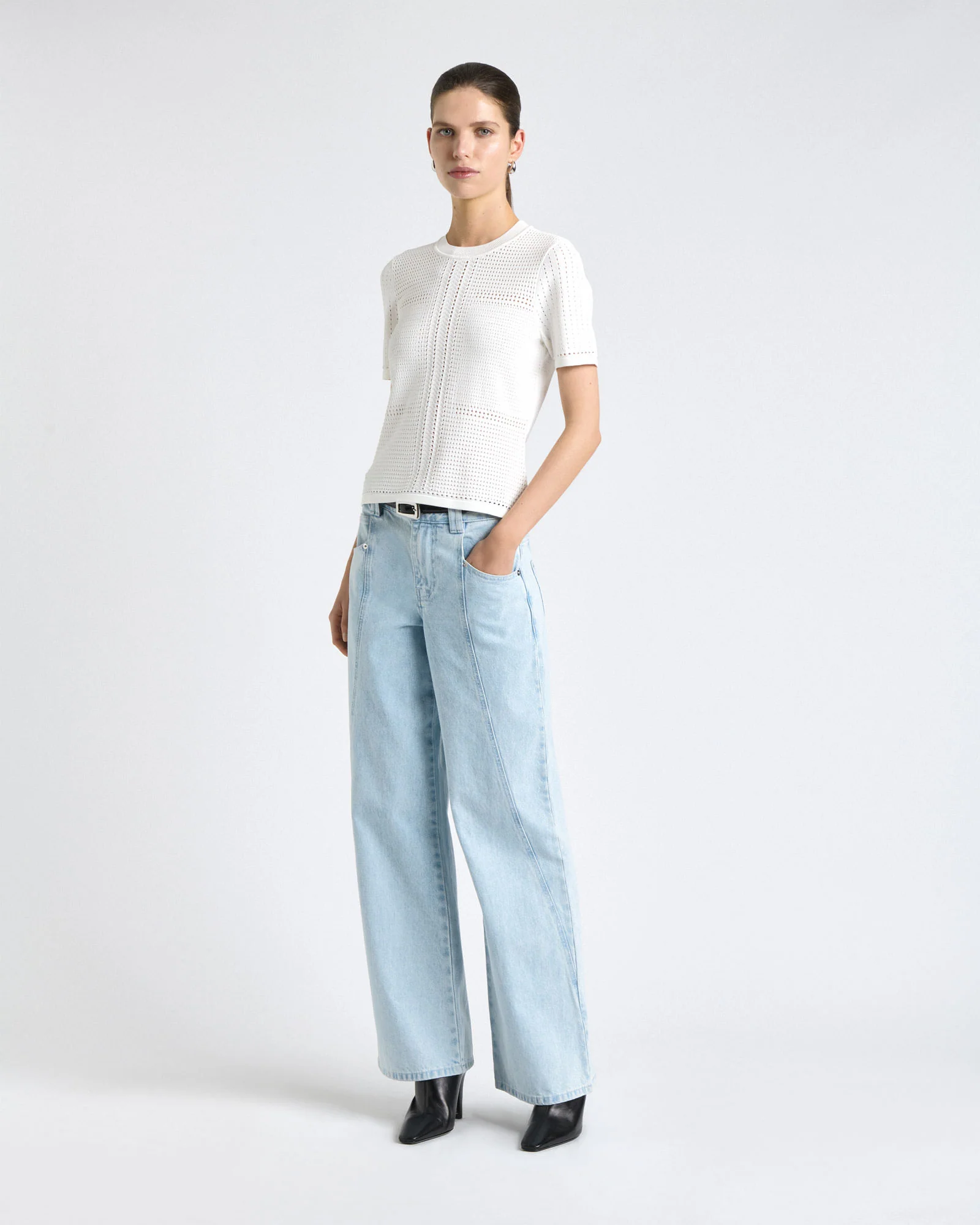 Perforated Short Sleeve Knit Top - Image 6