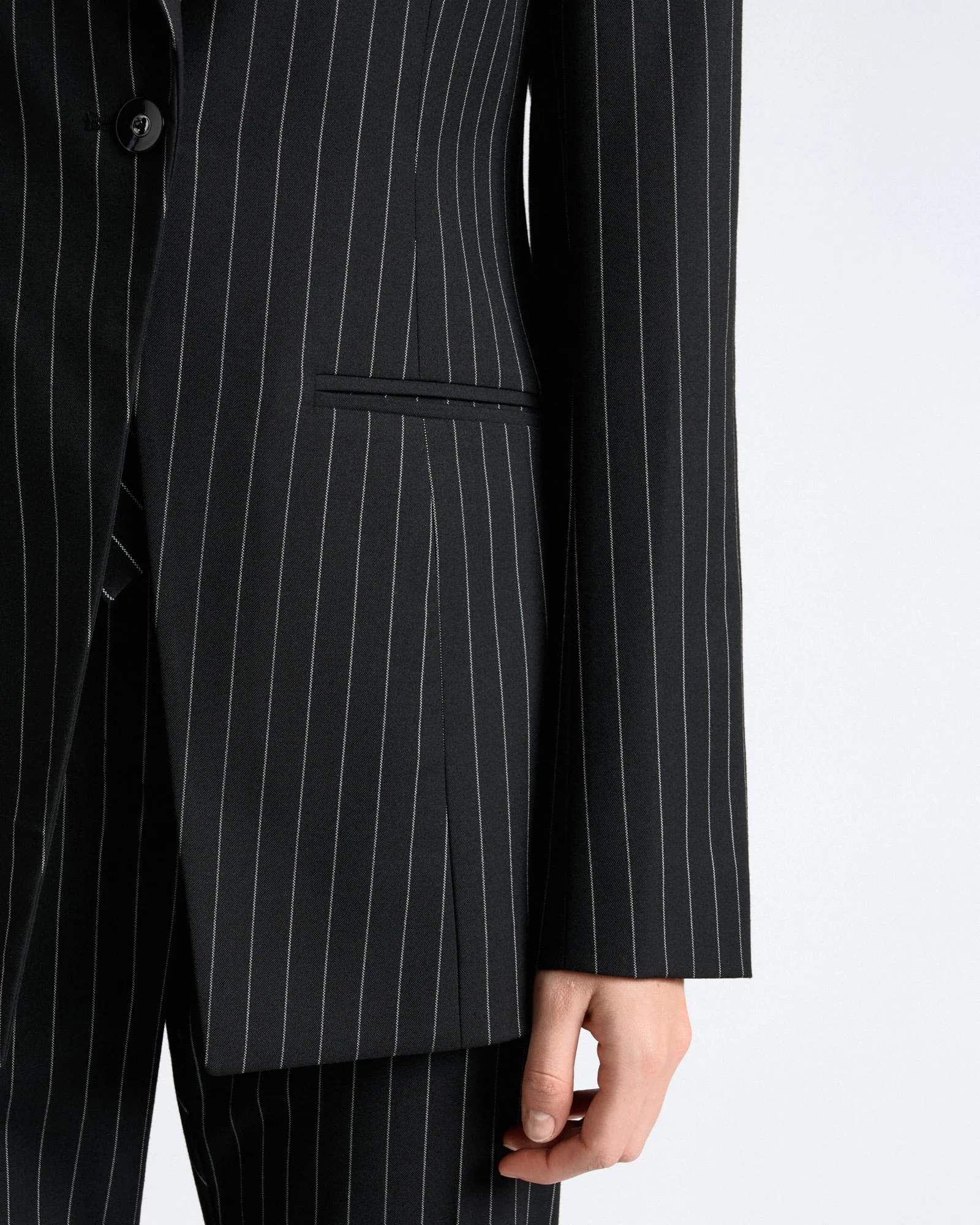 Pinstripe Hourglass Blazer - Image 3