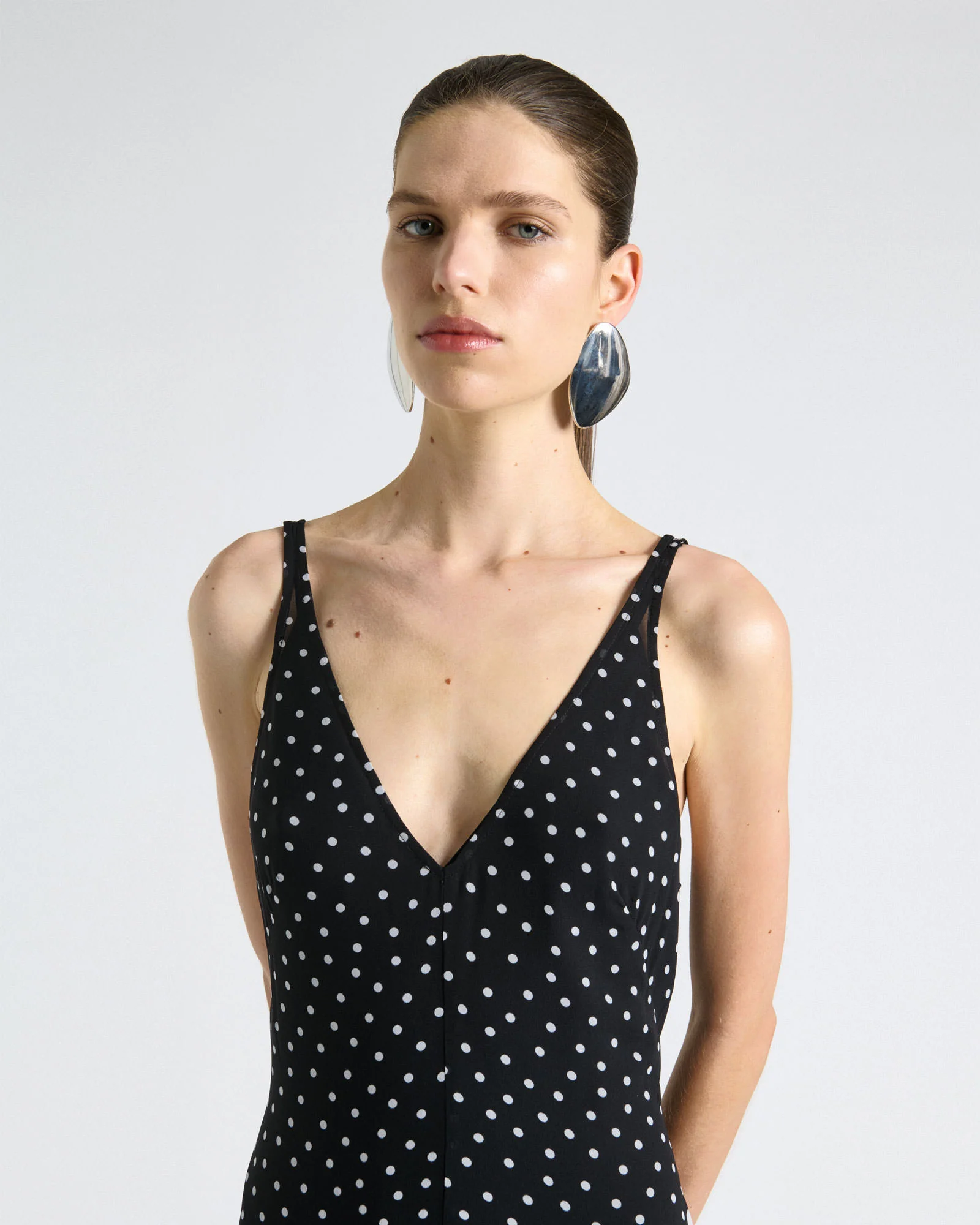 Polka Dot Flared Midi Dress - Image 3
