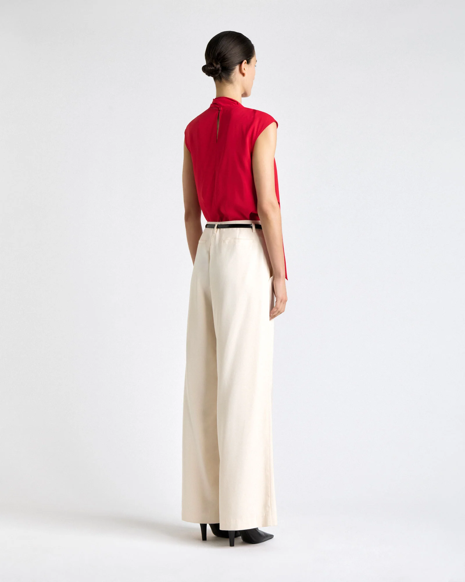 Raspberry Stretch Viscose Scarf Tipped Sleeve Top - Image 4