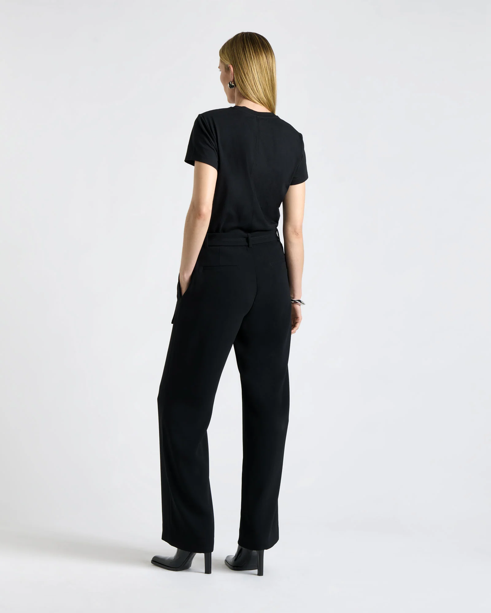 Recycled Crepe Belted Straight Leg Pant - Image 3