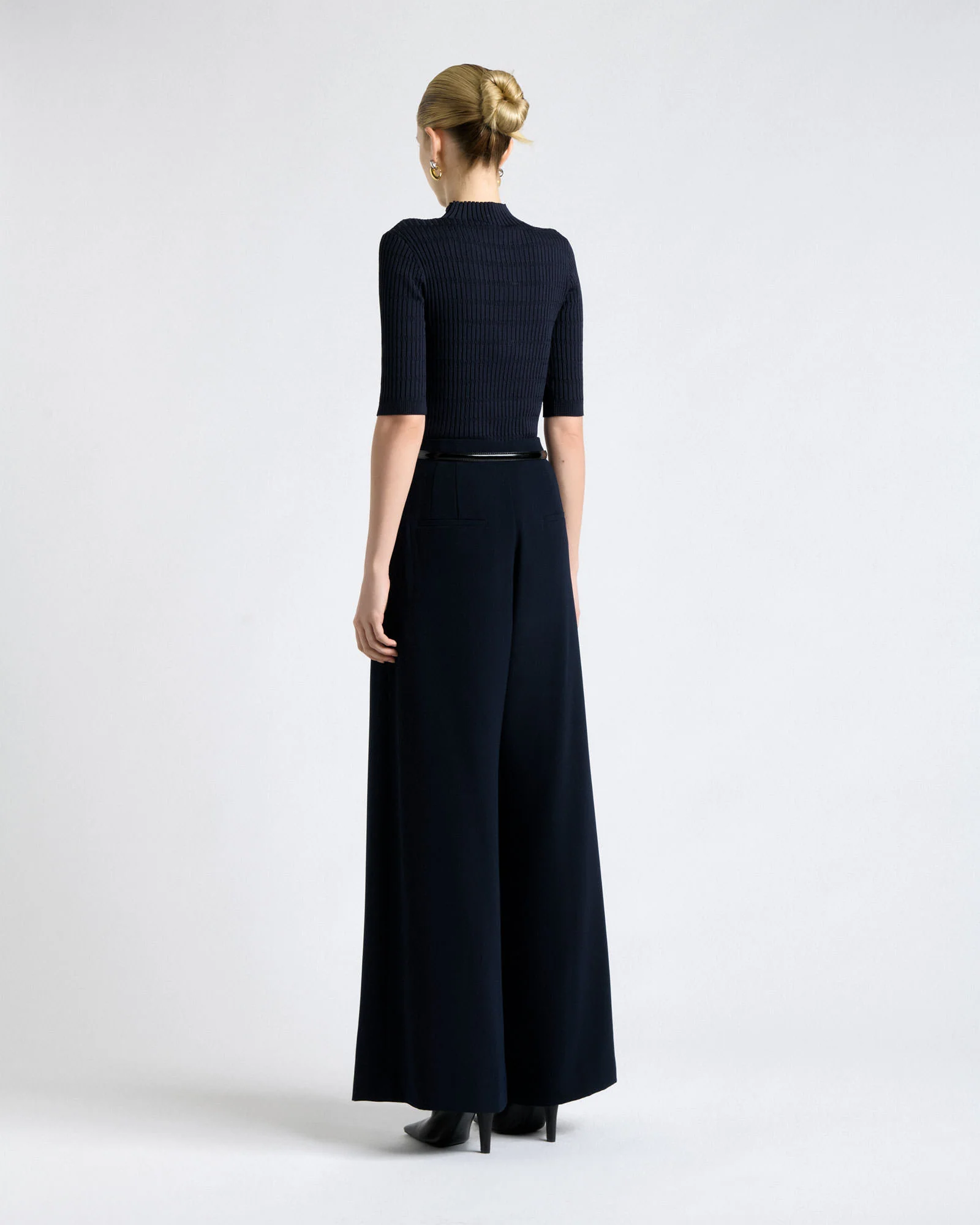 Recycled Crepe Pleat Wide Leg Pant - Image 4