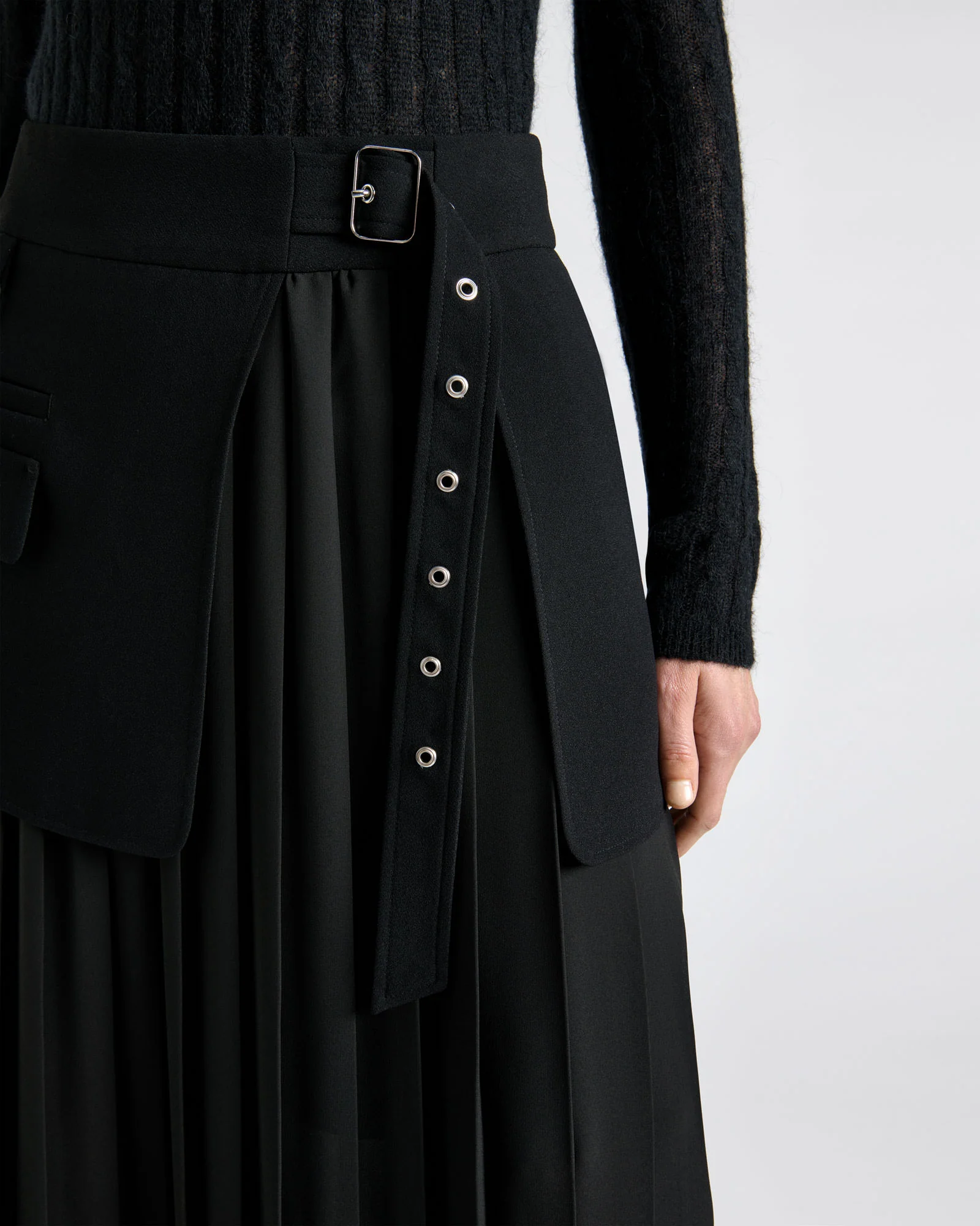 Recycled Crepe Pleated Midi Wrap Skirt - Image 3