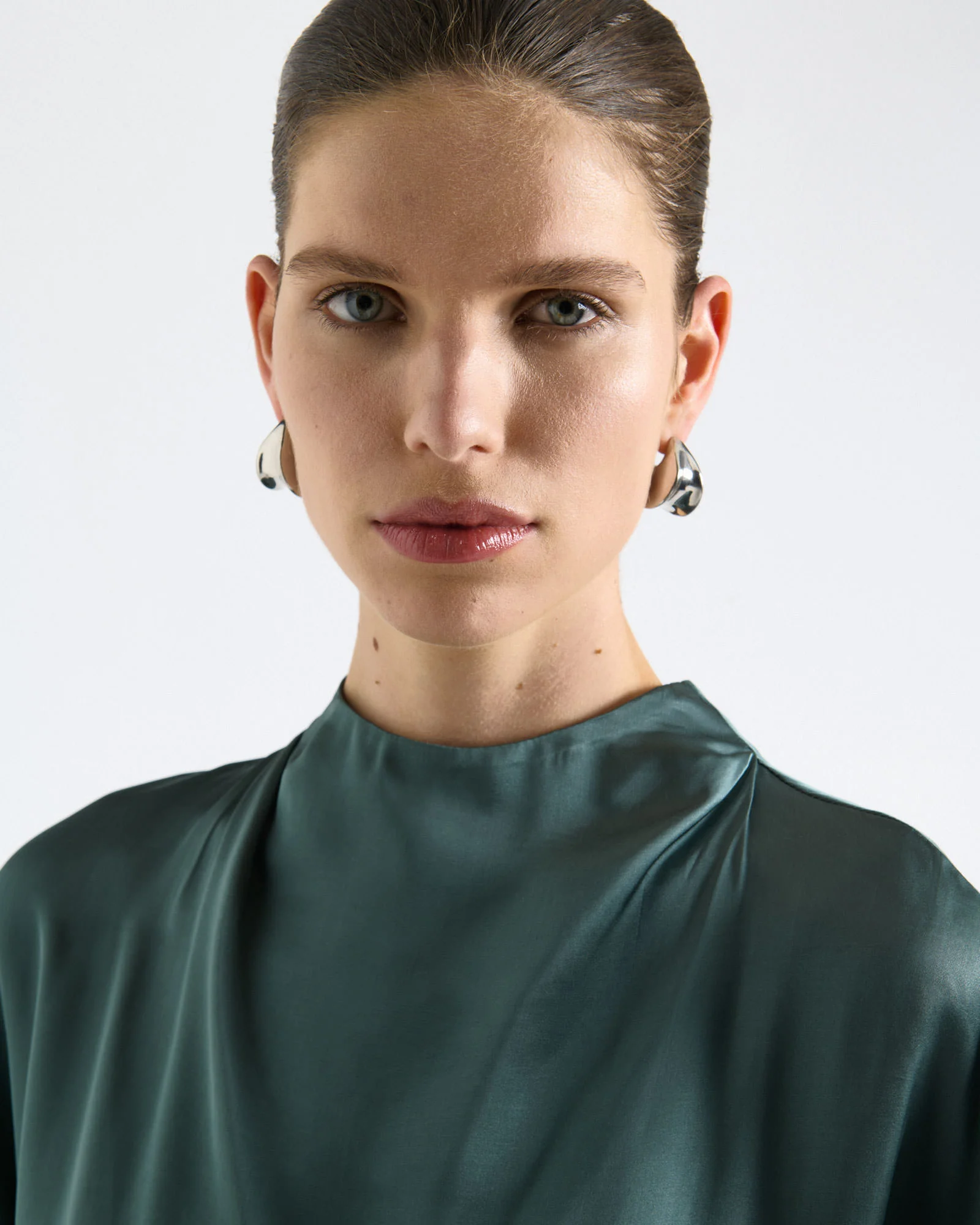 Satin Draped Neck Blouse - Image 3