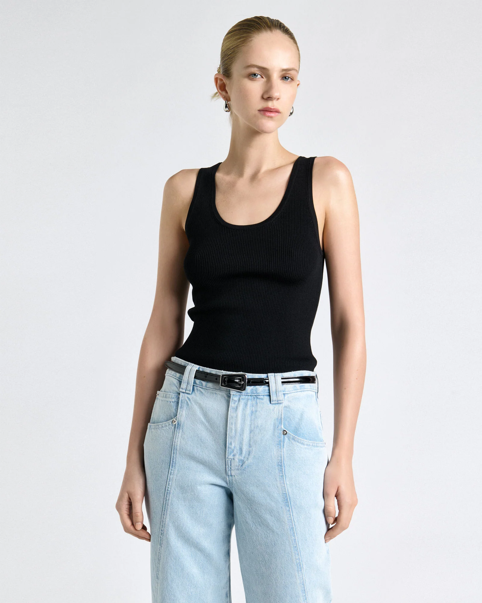 Scoop Neck Ribbed Knit Tank - Image 4