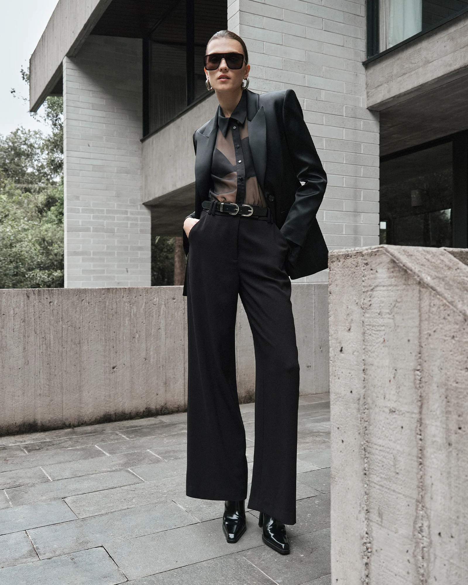 Stretch Satin Hourglass Blazer - Image 6