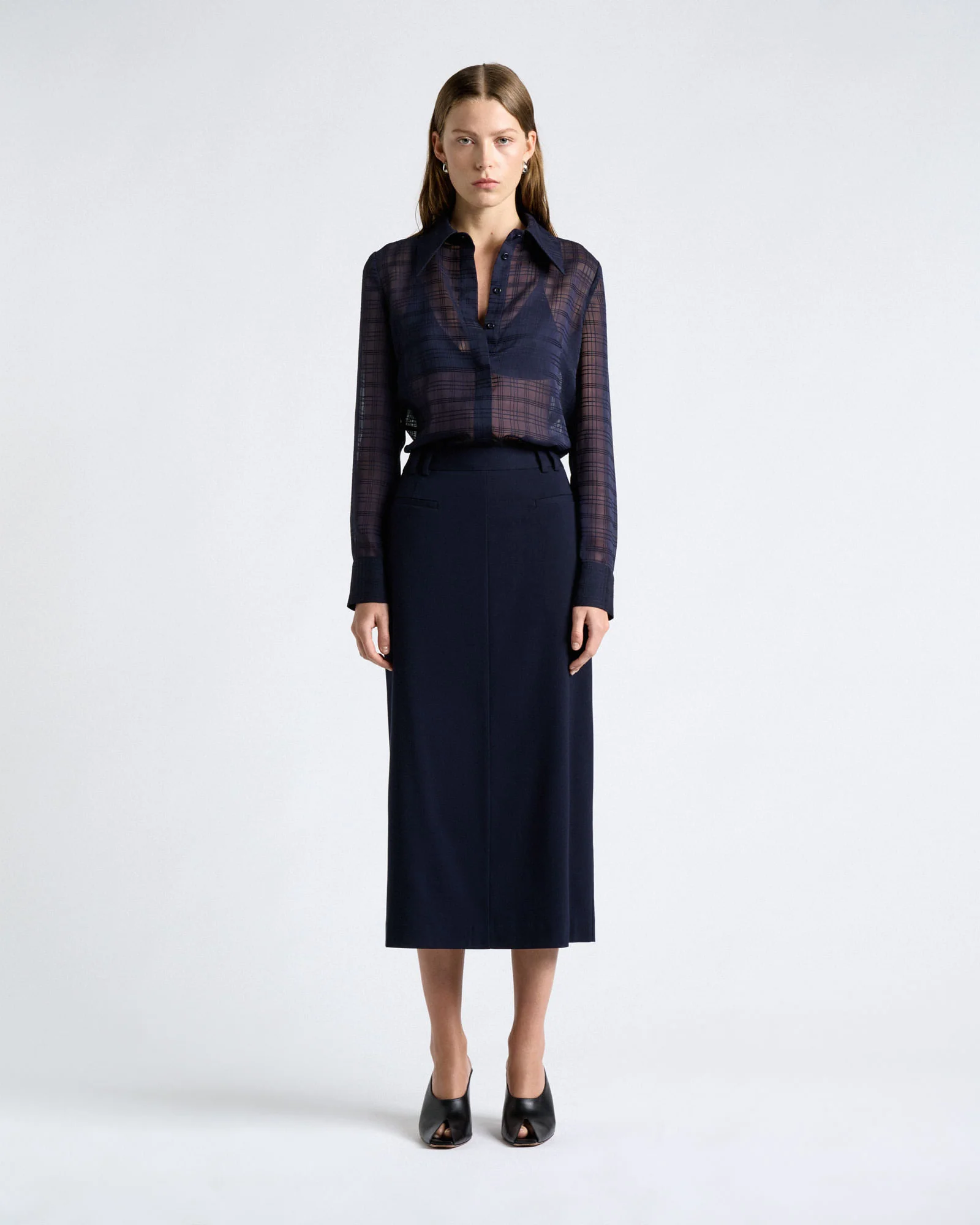 Stretch Suiting Pencil Midi Skirt - Image 3