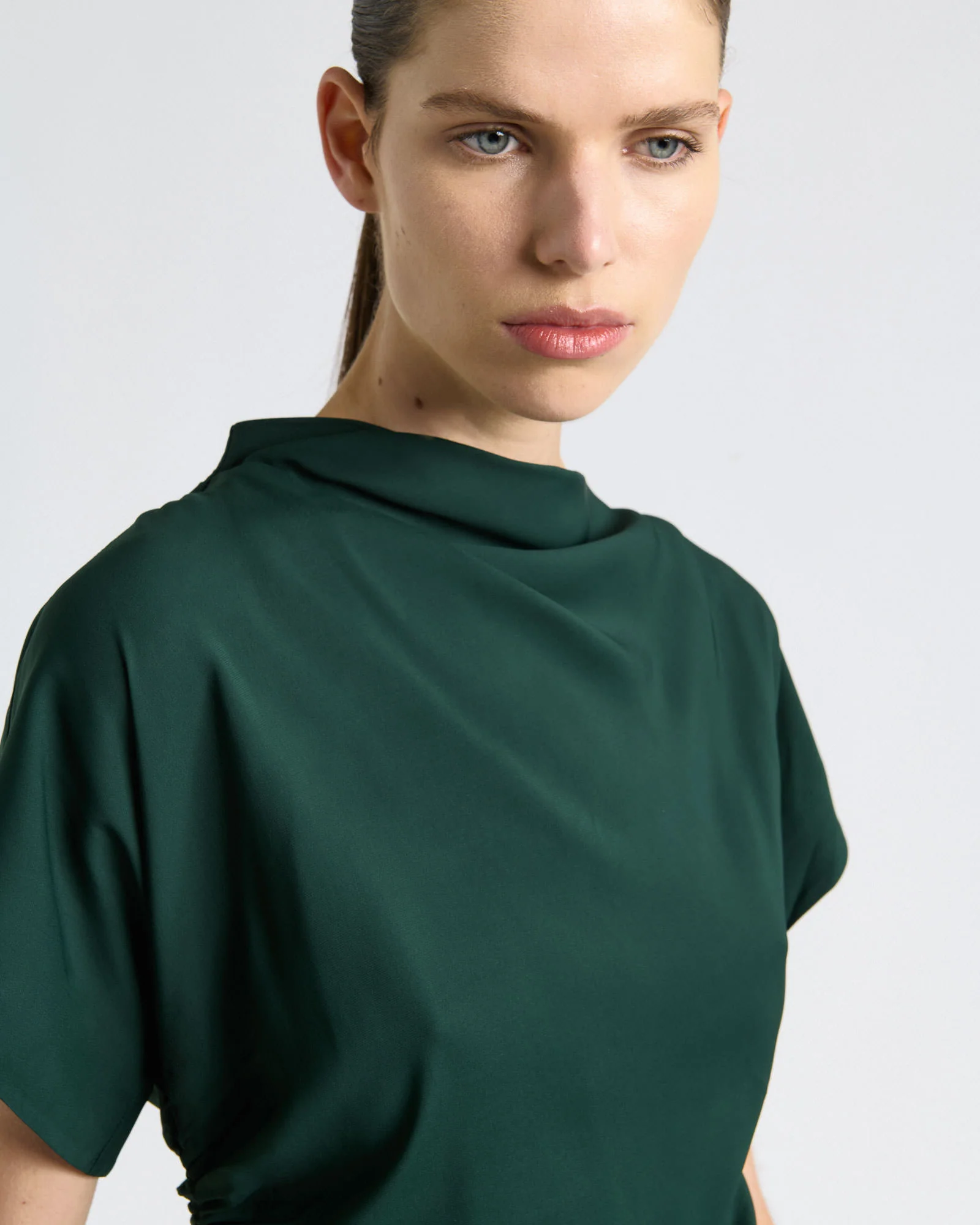 Stretch Viscose Drape Neck Top - Image 4