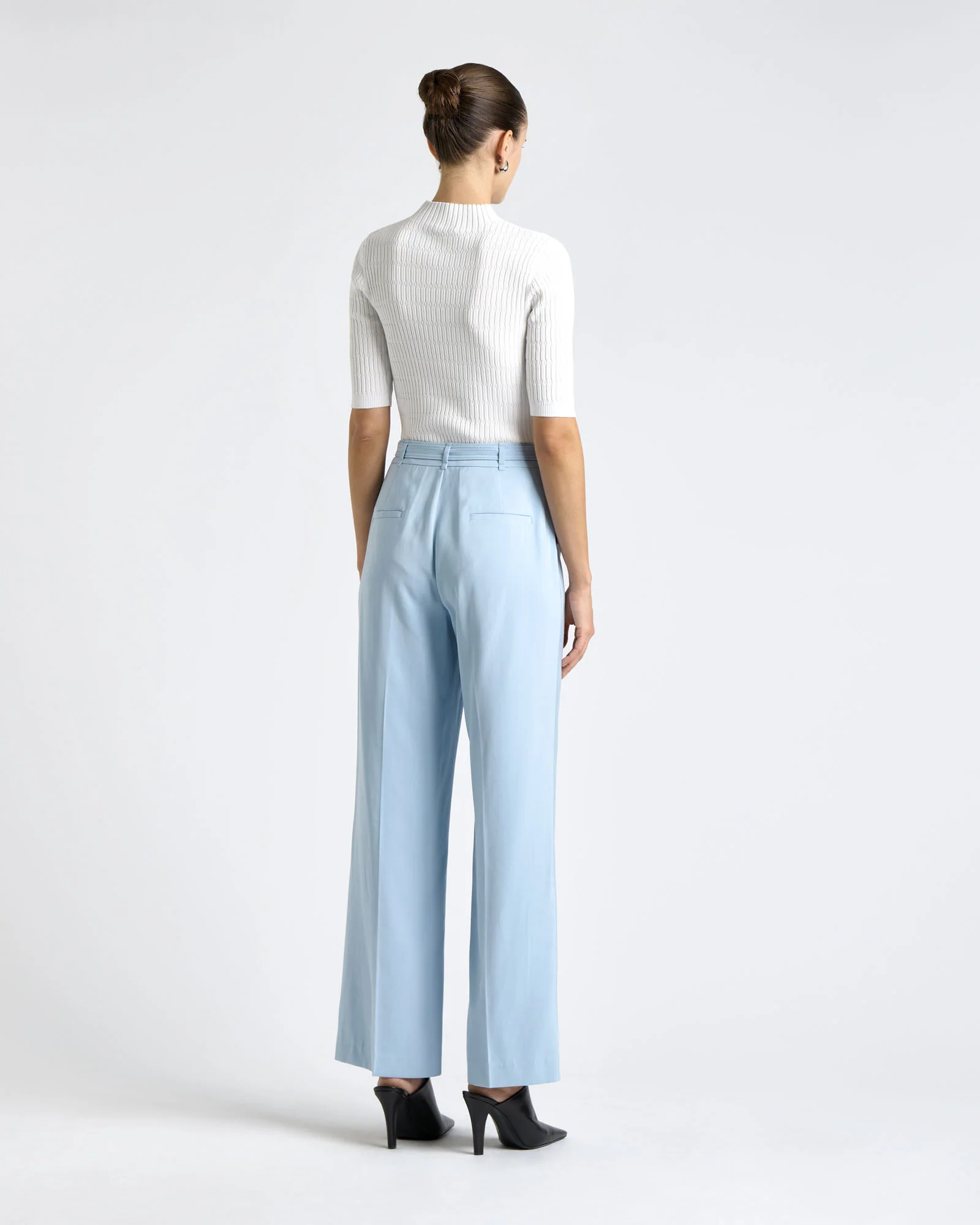 Textured Elbow Sleeve Funnel Neck Knit - Image 8