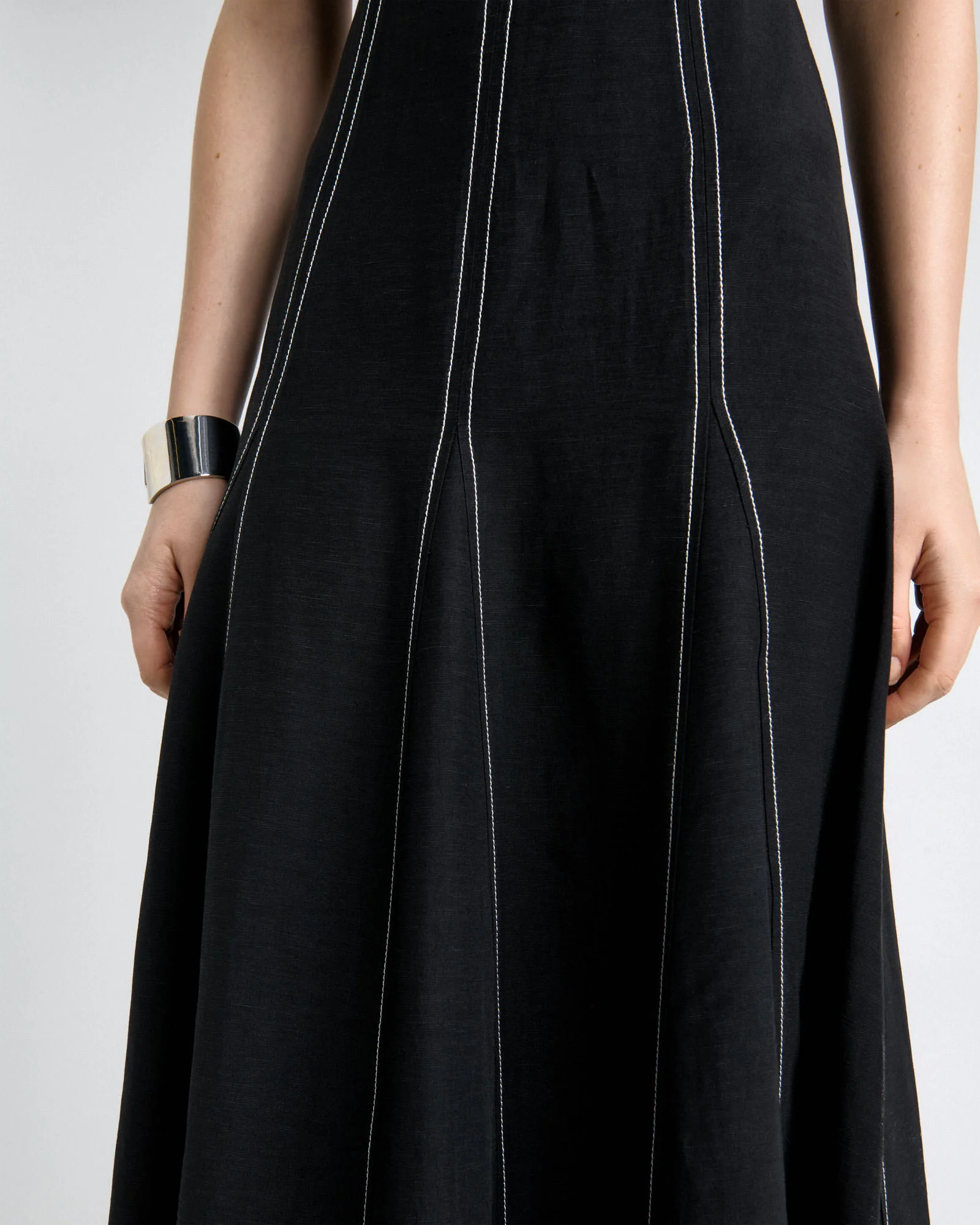 Viscose Blend Topstitched Midi Dress - Image 3