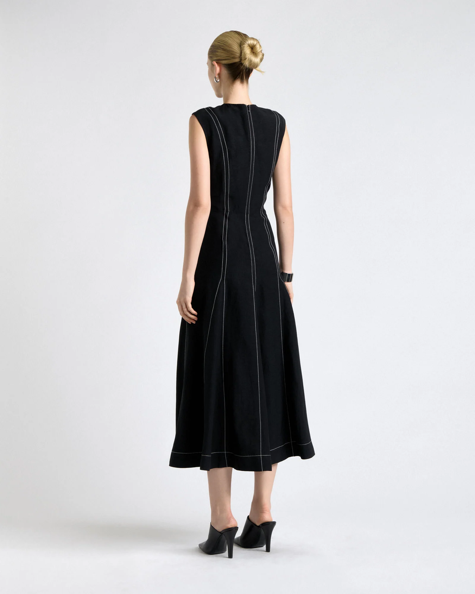 Viscose Blend Topstitched Midi Dress - Image 4