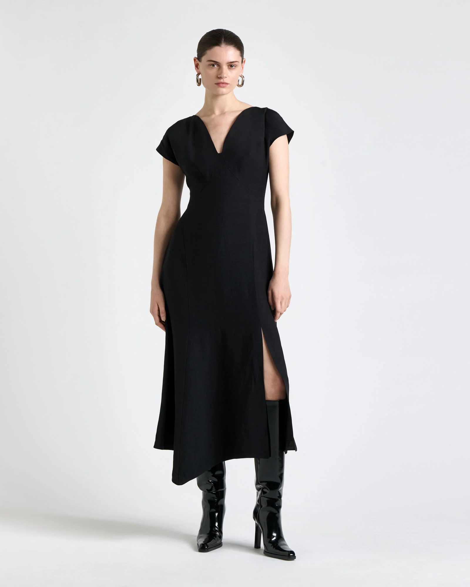 Viscose Blend V-Neck Midi Dress - Image 5