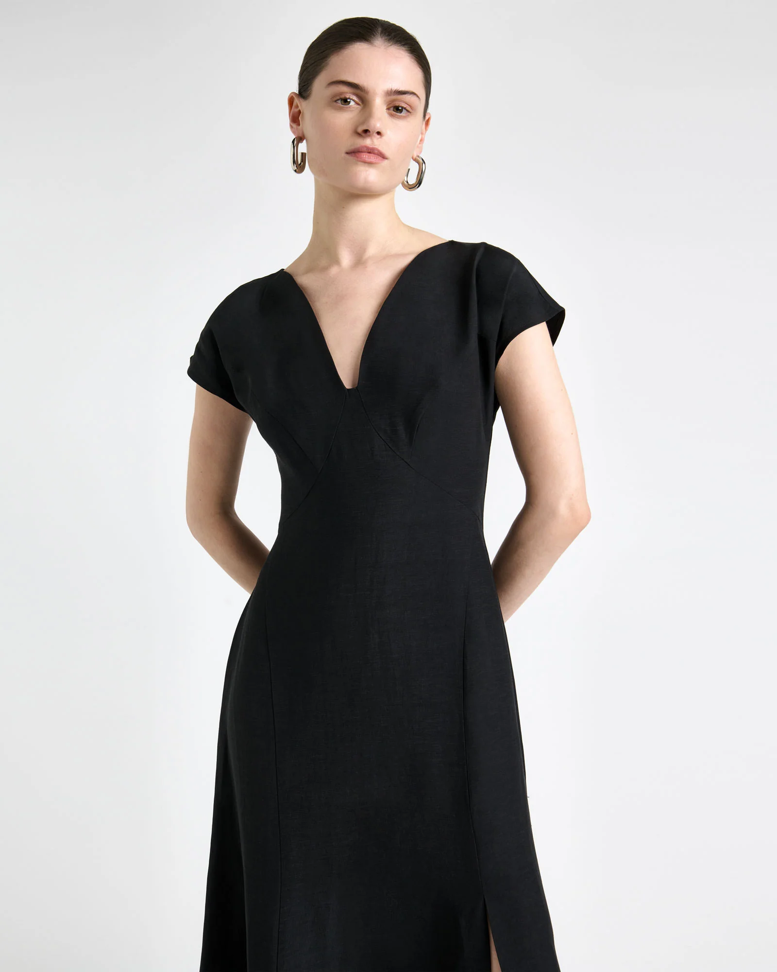 Viscose Blend V-Neck Midi Dress - Image 6