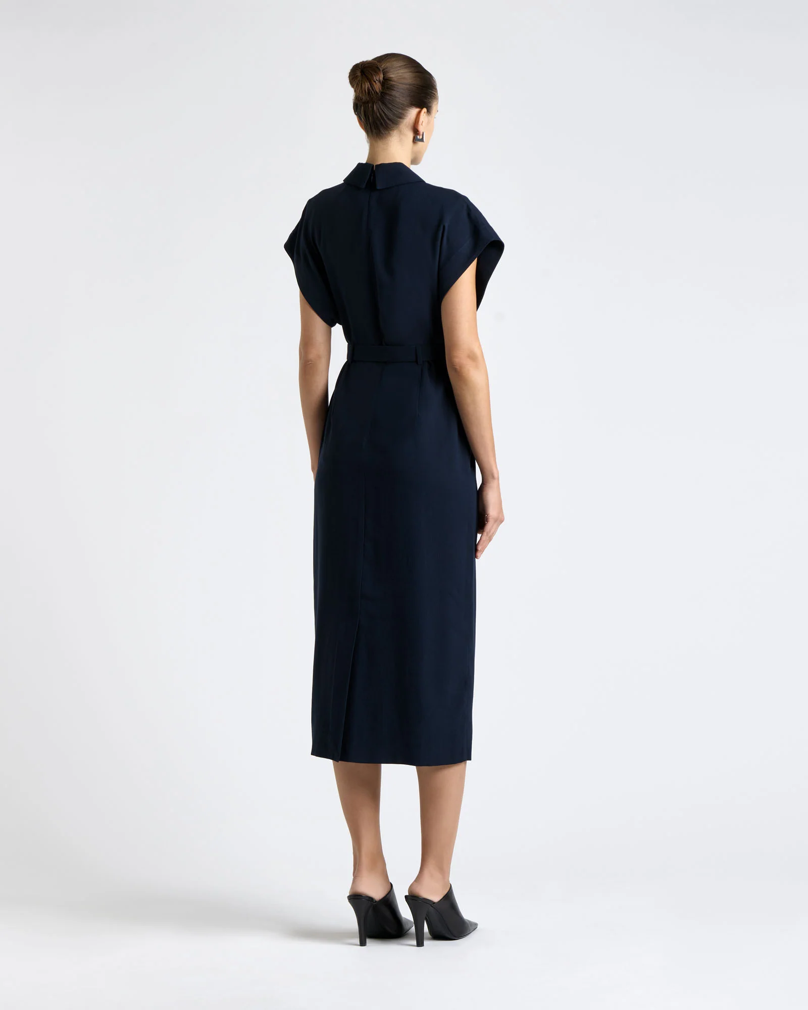 Viscose Twill Belted Midi Pencil Dress - Image 4