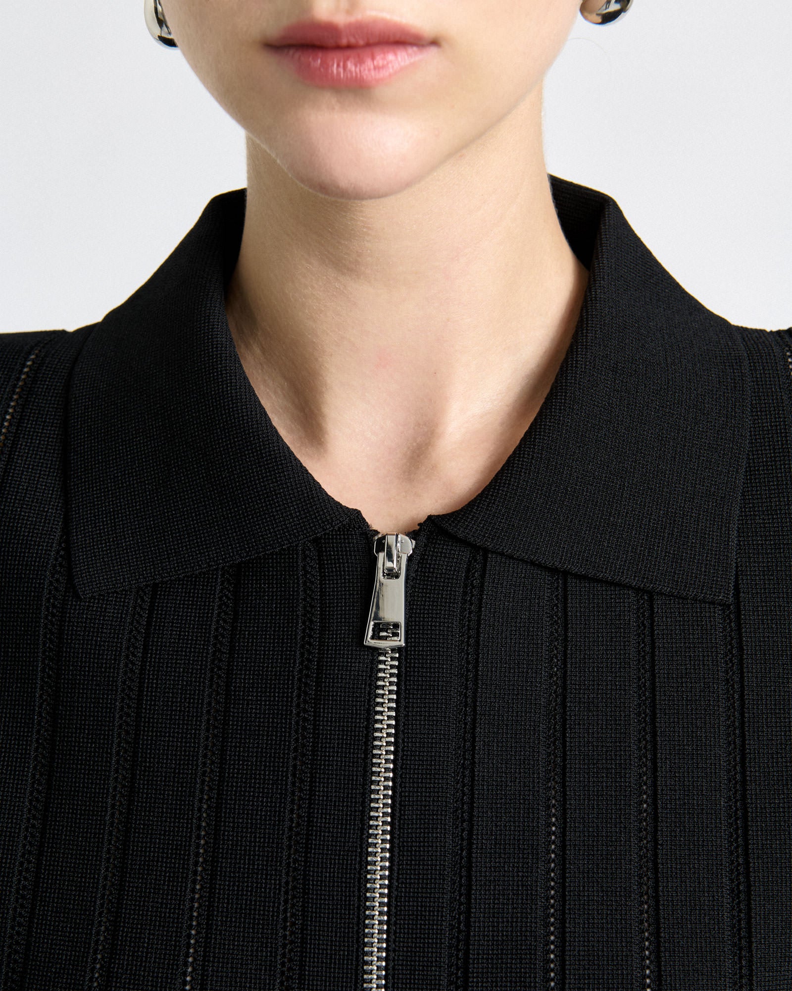 Zipper Front Peplum Knit Top - Image 6