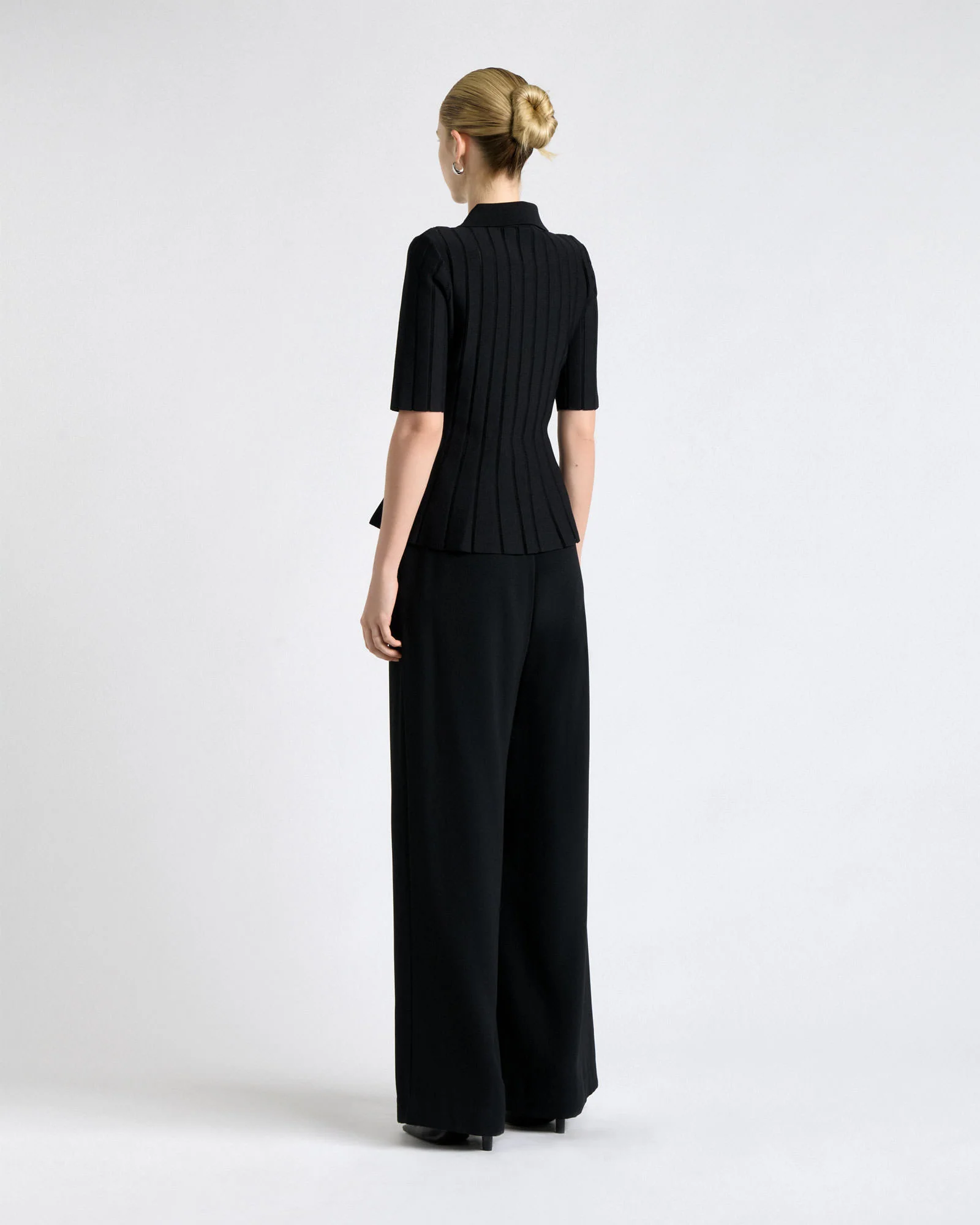 Zipper Front Peplum Knit Top - Image 7